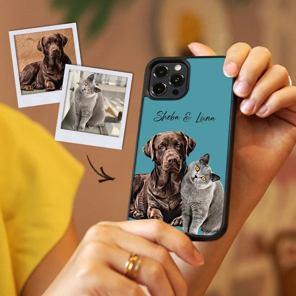 Custom Pet Phone Case | Personalised dog Portrait Cover | Dog/ Cat memorial gift | Gifts for Dog Lovers & Pet Loss | iPhone